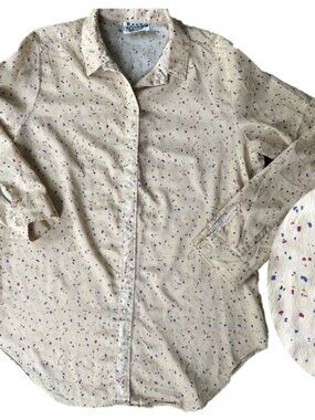 Vintage Abstract Dotted Print Button UP Blouse